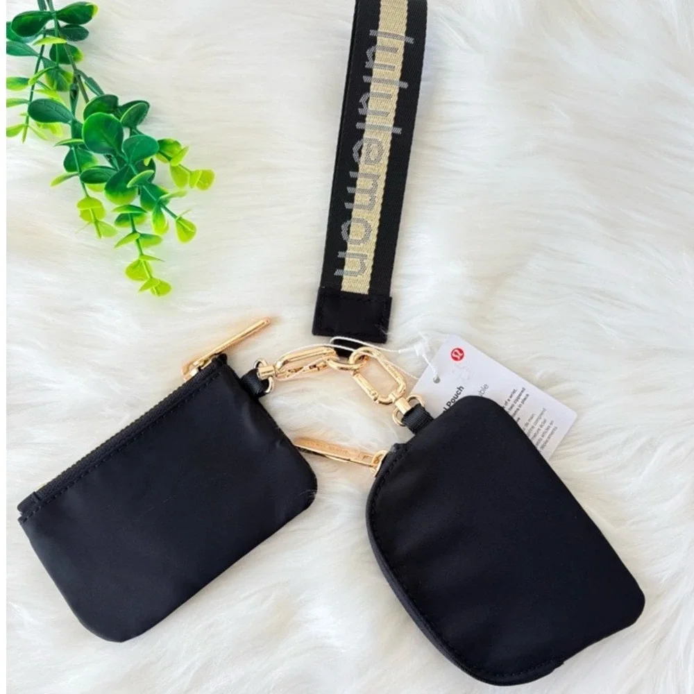 Lululemon Dual Pouch‎ Wristlet in Black & Gold